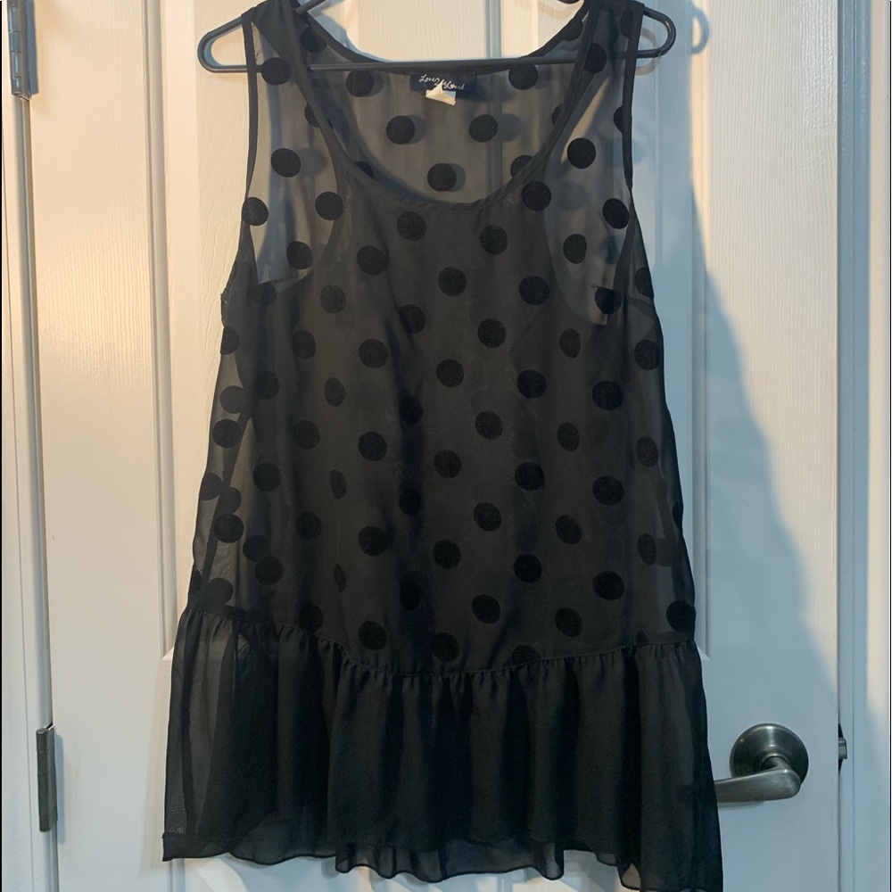 Black sheer cut off blouse